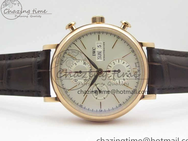 MIROTIME 0220 Efficient Portofino Chrono RG ZF 1:1 Best Edition White Dial on Brown Leather Strap A 7151